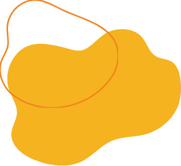 黄色の不規則なシェイプの上に、オレンジの線が曲線を描いて重なっている抽象的な背景画像