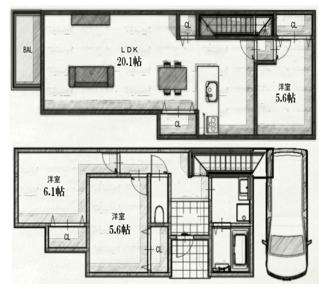 東大阪市角田3丁目　新築戸建の物件画像